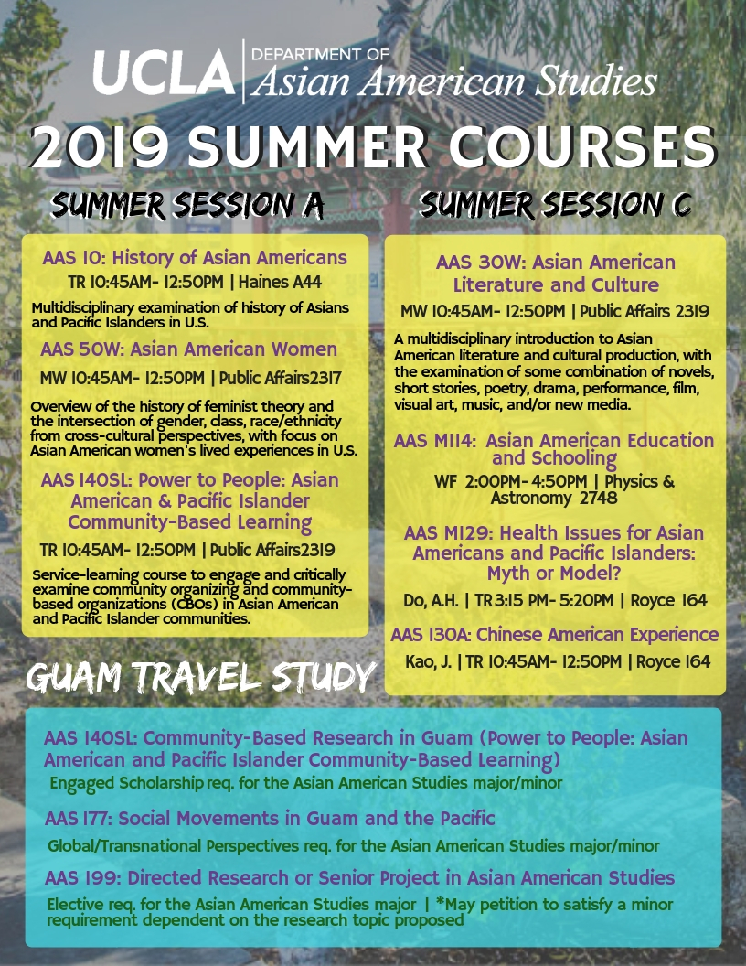 2019 Summer Session Courses UCLA Asian American Studies